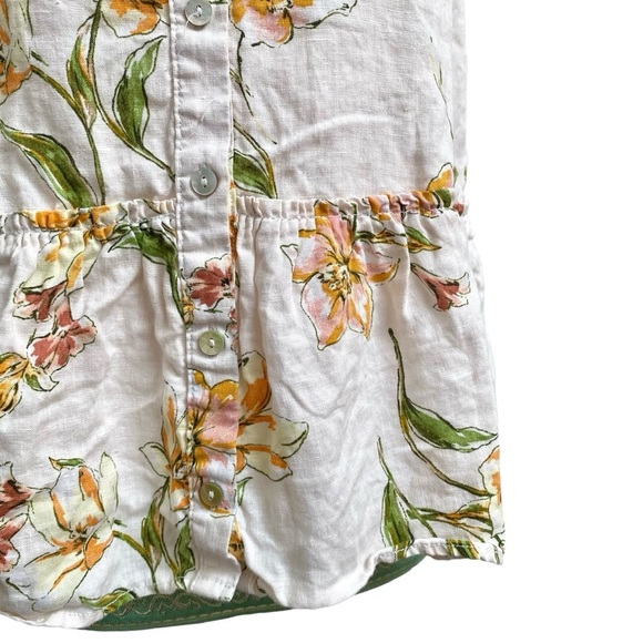 Rachel Rachel Roy Linen Floral Peplum Blouse Light Pink Sleeveless Top Size M - Picture 3 of 11